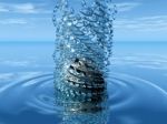 Structure And Stone And Reflection In The Water Stock Photo