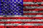 Usa Flag On Cracked Brick Wall Stock Photo