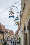 Bakerei Hanging Sign In Rothenburg Stock Photo