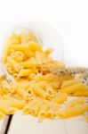 Italian Pasta Penne With Wheat Stock Photo