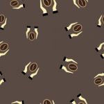 Seamless Pattern With Coffee With Hand  Illustration Stock Photo