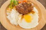 Rice With Hamburg Steak And Fried Egg Stock Photo