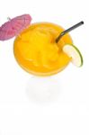 Frozen Mango Margarita Daiquiri Isolated On White Stock Photo