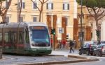 Line 8 Tram Moving In Rome Stock Photo