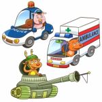 Animal Vehicle Occupation Cartoon Stock Photo