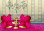 Cartoon  Illustration Interior Valentine Room With Separated Layers Stock Photo