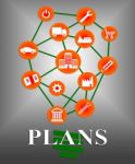 Plans Icons Shows Symbol Objective And Aspire Stock Photo