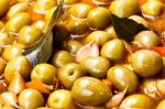 Marinated Olives Background Stock Photo