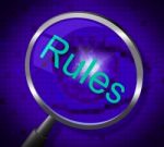 Rules Magnifier Means Searching Guideline And Protocol Stock Photo