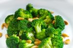 Fresh Sauteed Broccoli And Almonds Stock Photo