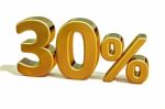 3d Gold 30 Thirty Percent Discount Sign Stock Photo