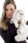 Female Holding Her Lovable Cat Stock Photo