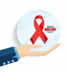 Aids Awareness Red Ribbon. World Aids Day Stock Photo