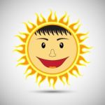 Smile Sun On White Background Stock Photo