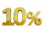 3d Gold 10 Ten Percent Discount Sign Stock Photo