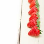 Fresh Organic Strawberry Over White Wood Stock Photo