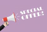 Hand Holding Megaphone With Word Special Offer Stock Photo