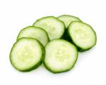 Slice Cucumber Isolated On The White Background Stock Photo