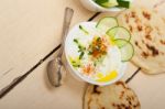 Arab Middle East Goat Yogurt And Cucumber Salad Stock Photo