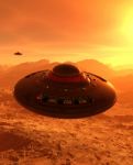 Ufo Saucer In Alien Planet Stock Photo