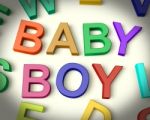 Baby Boy Written In Kids Letters Stock Photo