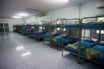 A Row Soldier Bunk Beds Stock Photo