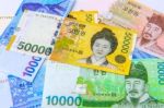 South Korean Won Currency Stock Photo