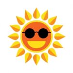 Sun Smile With Sunglasses On White Background Stock Photo