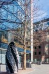 Statue Of The Gherkin Building In London Stock Photo