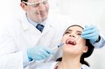 Teeth Brightening At Dental Office Stock Photo