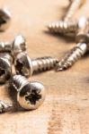 Metal Screws Close Up Stock Photo