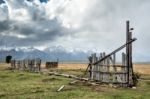 View Of Mormon Row Near Jackson Wyoming Stock Photo