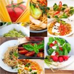 Healthy Vegetarian Vegan Food Collage Stock Photo