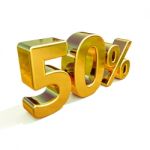 3d Gold 50 Percent Sign Stock Photo