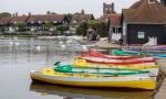 Group Of Rowing Boats At Thorpeness Boating Lake Stock Photo