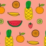 Background With Fruits Pattern Stock Photo