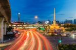 Victory Monument In Central Bangkok Stock Photo