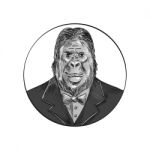 Gorilla Wearing Tuxedo Drawing Stock Photo