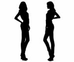 Silhouette Fashion Girls Stock Photo