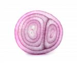 Slice With Red Onion Isolated On The White Background Stock Photo