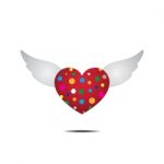 Heart With Wings Love Flat Design Icon  Illustration Stock Photo