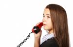 Teen Girl Speaks By Phone Stock Photo