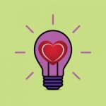 Heart Love Light Bulb Flat Design Icon  Illustration Stock Photo