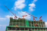 Construction Site With Crane And Building Stock Photo