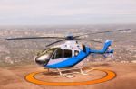 Helicopter Parking On Building Roof Top Use For Commercial Air T Stock Photo