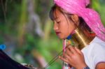 Karen Tribal Girl From Padaung Long Neck Hill Tribe Village Stock Photo