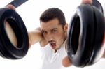 Close View Of Man's Headphone Stock Photo