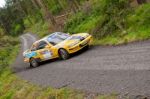 C. Butler Driving Honda Integra Stock Photo