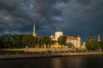 View Of The Riga Castle From The Riverside Stock Photo