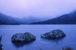 Cradle Mountain In Tasmania On A Cloudy Day Stock Photo